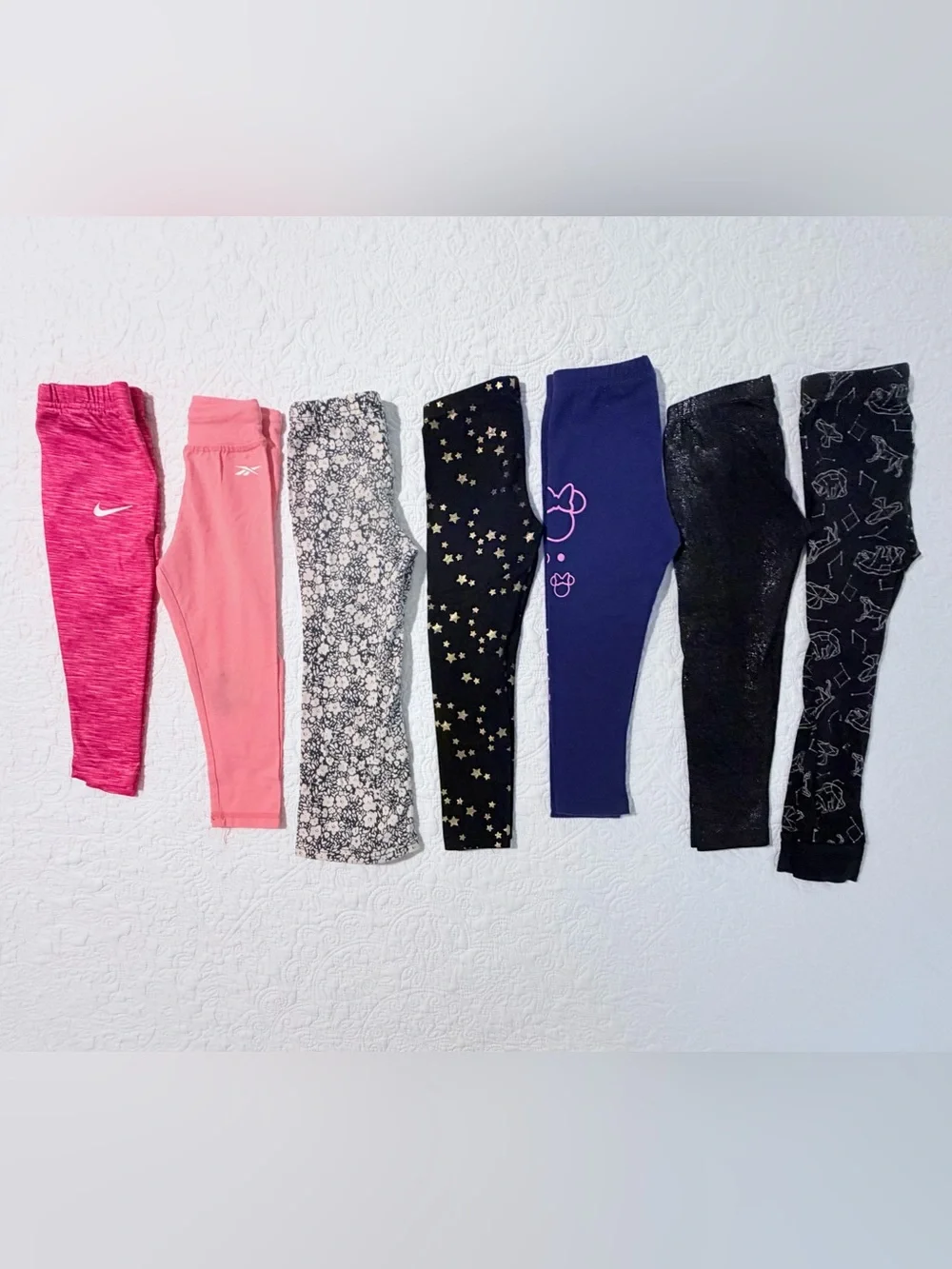 Girls 7 Piece Leggings Bundle | Nike | Reebok | DKNY | Cat & Jack | Disney | 4T